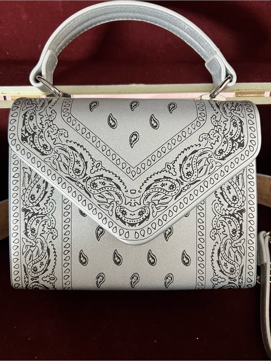Silver Rhinestone Embellished Belt with Mini Metallic Bandana bag main image 6